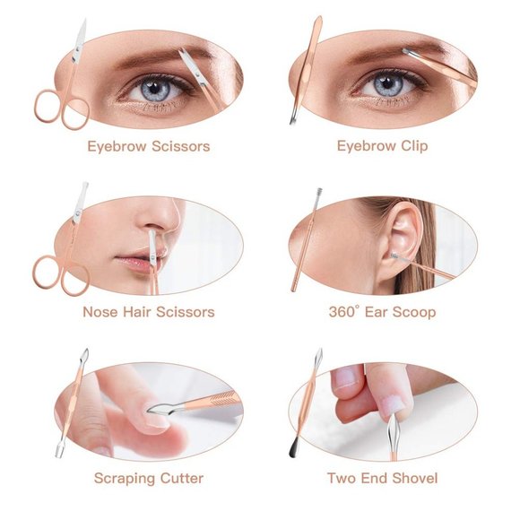 Professional Makeup Kit & Manicure Gift Set NWT! - 18 pc Rose Gold with case! - Picture 13 of 16